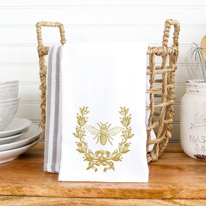 French Inspired Gold Bee Hand Towel