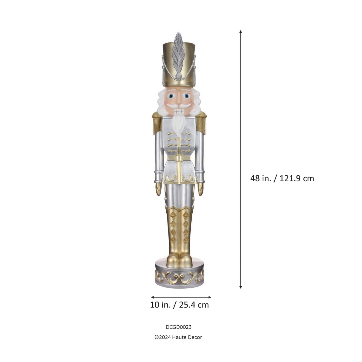 48 Inch Classic Gold/Silver Christmas Nutcracker- Haute Decor