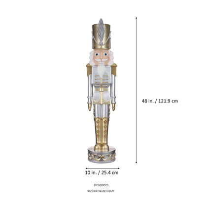 48 Inch Classic Gold/Silver Christmas Nutcracker- Haute Decor