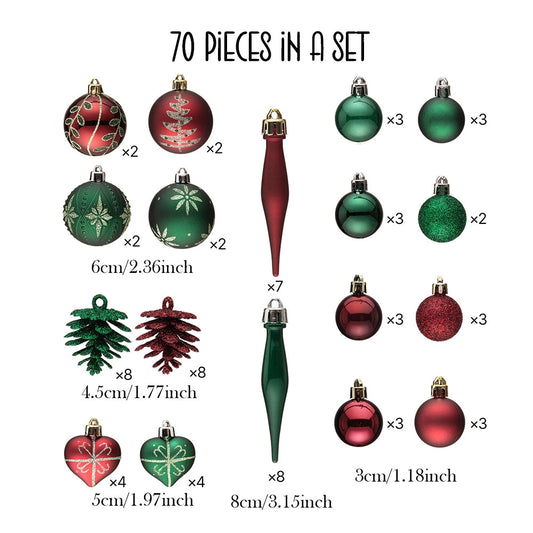 Sophisticated Red and Green Ornament Ball Bundle