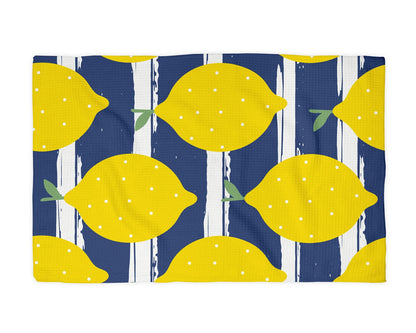 Lemon Stripe Waffle Weave Towel - NY Gift Boutique
