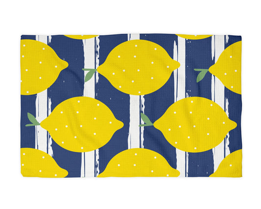 Lemon Stripe Waffle Weave Towel