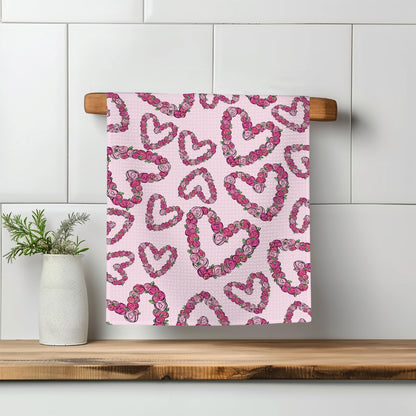 Valentine Heart Wreath Kitchen Waffle Towel