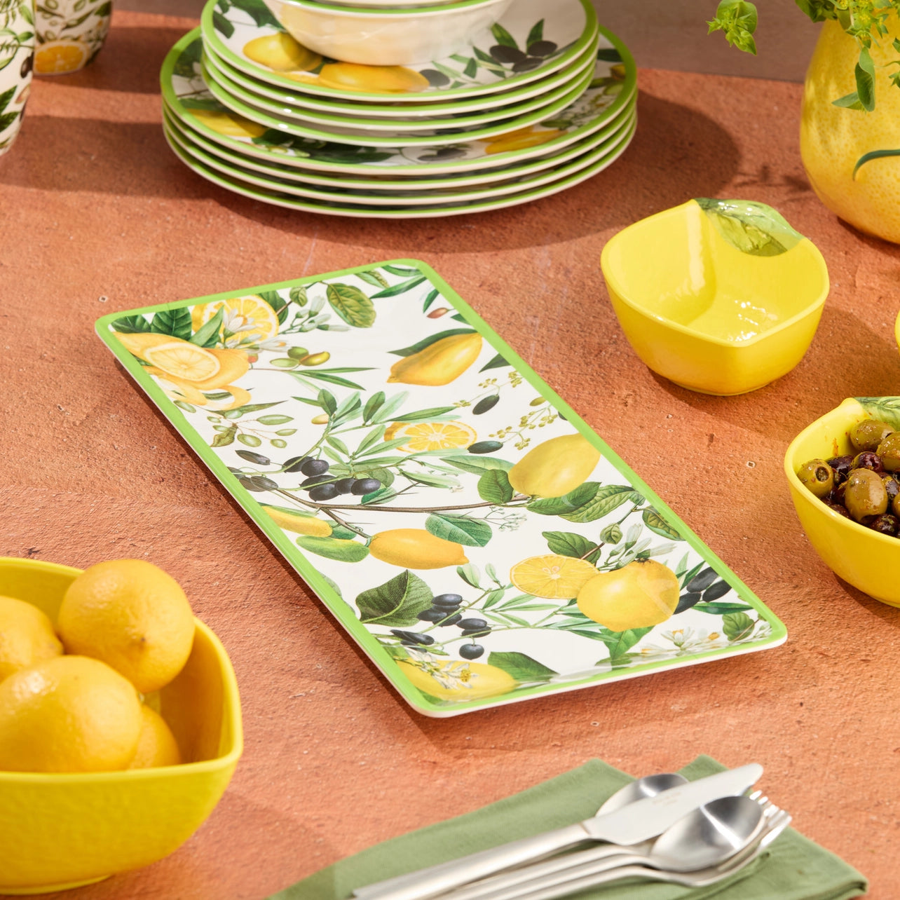 Limone Melamine Rectangular Platter 19 X 8