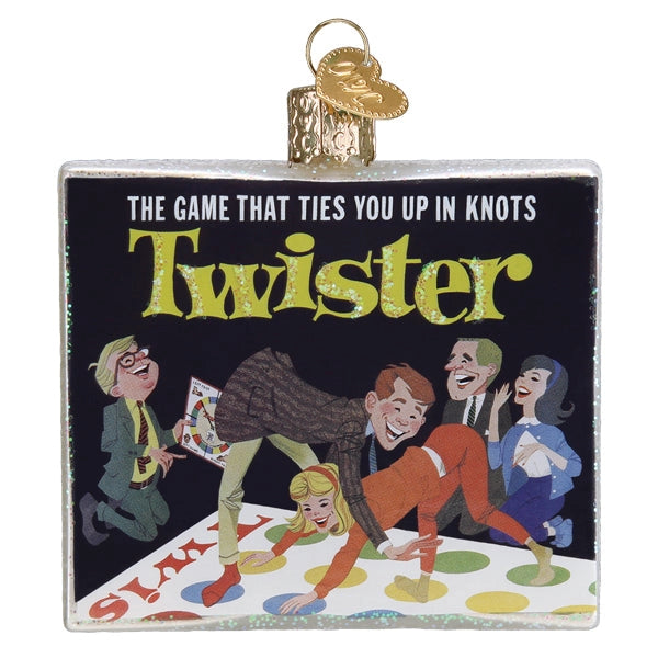 Twister Game Glass Christmas Ornament