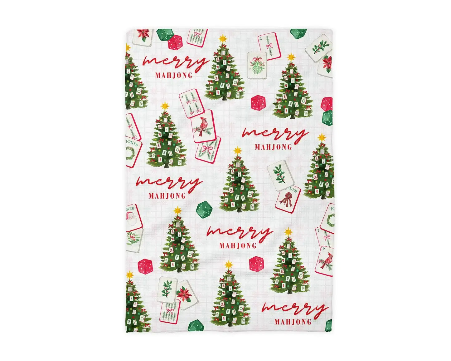 Mahjong Christmas Kitchen Waffle Weave Towel