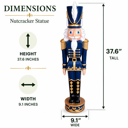 37 Inch Blue and Gold Christmas Nutcracker— Haute Decor