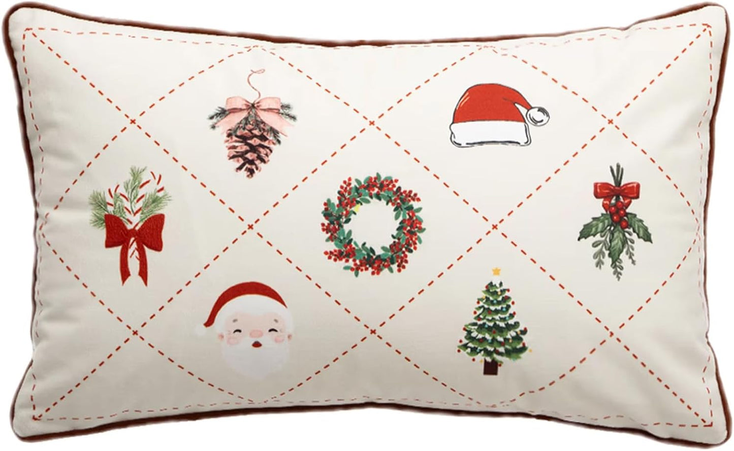 Christmas Design Velvet White Throw Pillow