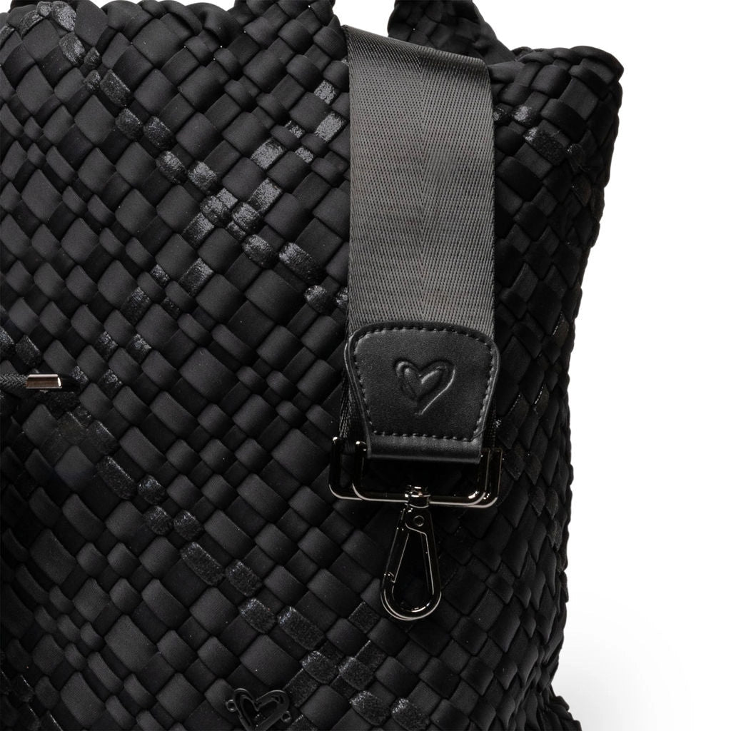 London Woven Large Tote - Nero (Black & Metallic Black)