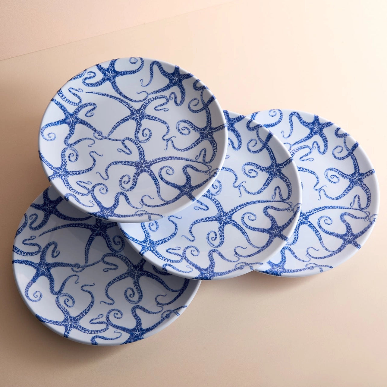 Starfish Melamine Dinner Plates, Set of 4