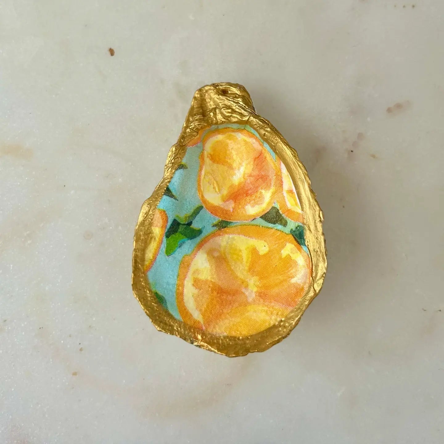 Orange Slice Oyster Shell Jewelry Dish