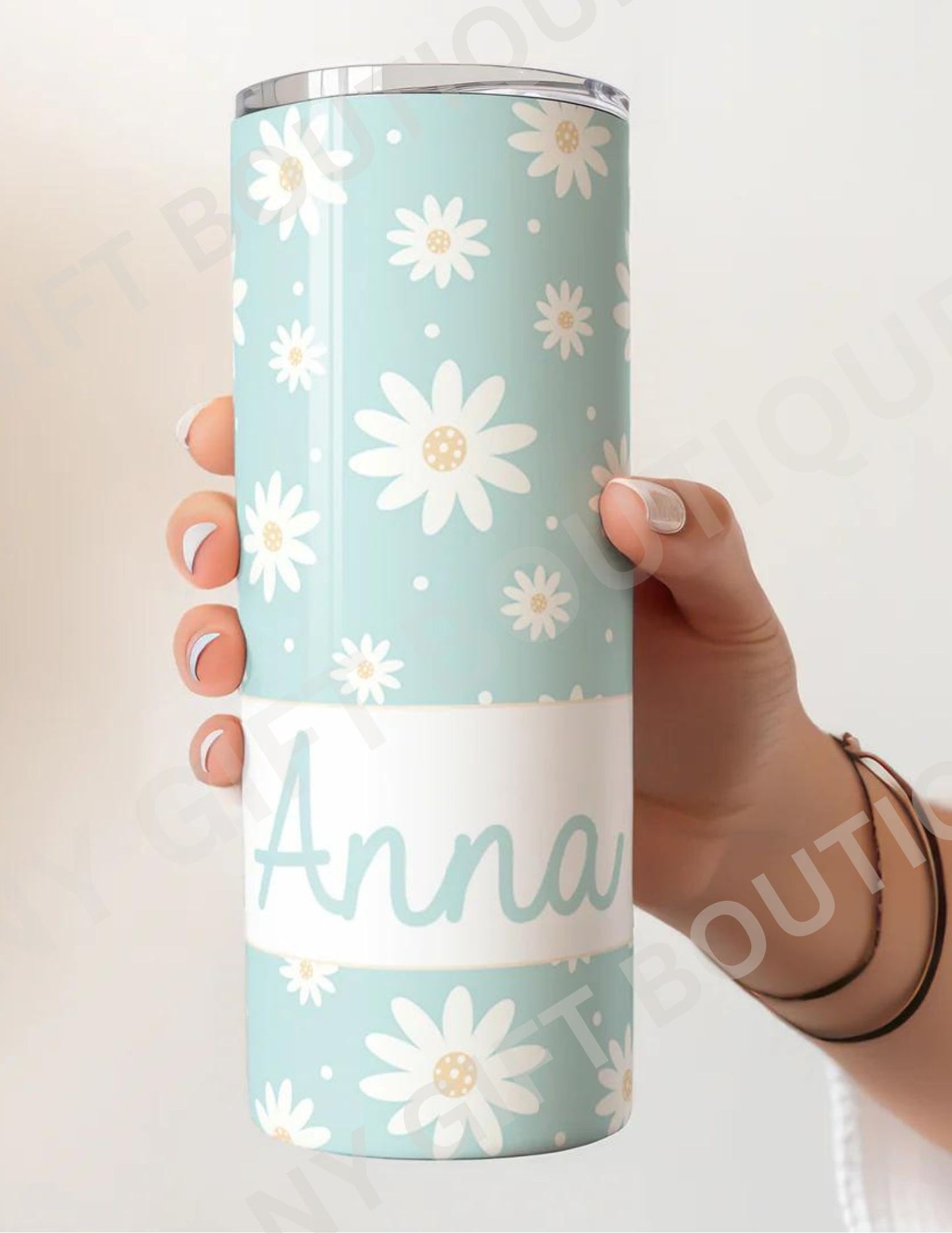 Clear Blue Skies Daisy Personalized Tumbler
