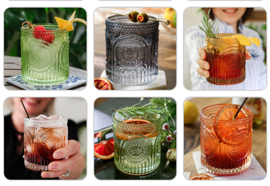 10 oz. Ribbed Retro Arch Floral Drinking Glasses (Set of 6)