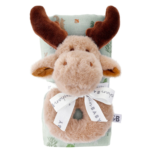Swaddles with Plush Rattle - Woodland