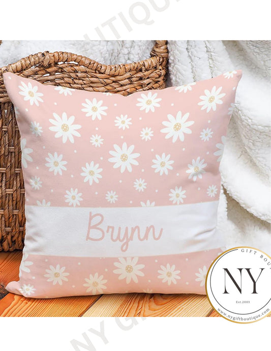 Pretty in Pink Daisy Personalized Cuddle Pillow