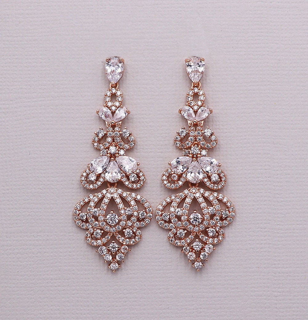 Paisley Chandelier Cz Earrings