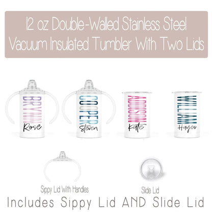 Stainless Steel 12oz Personalized Sippy Tumbler & Lid