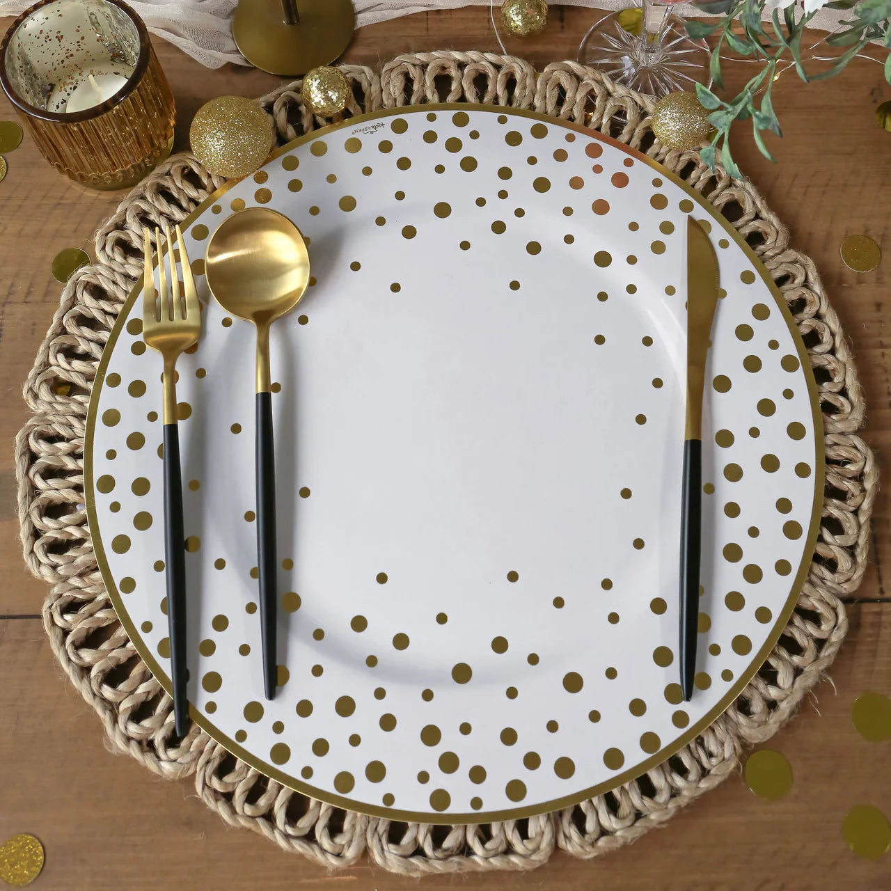13” Classic Gold Foil Dot Placemat (set of 24)