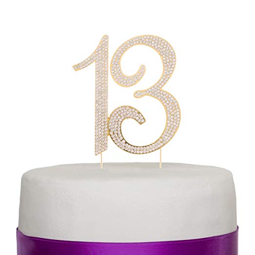 13 Gold Crystal Cake Topper