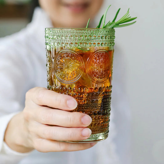 13 oz. Hobnail Beaded Floral Drinking Glasses (Set of 6)