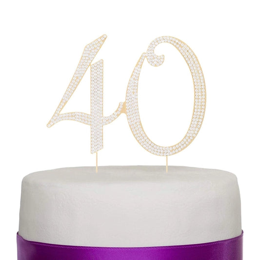 Gold 40 Crystal Cake Topper