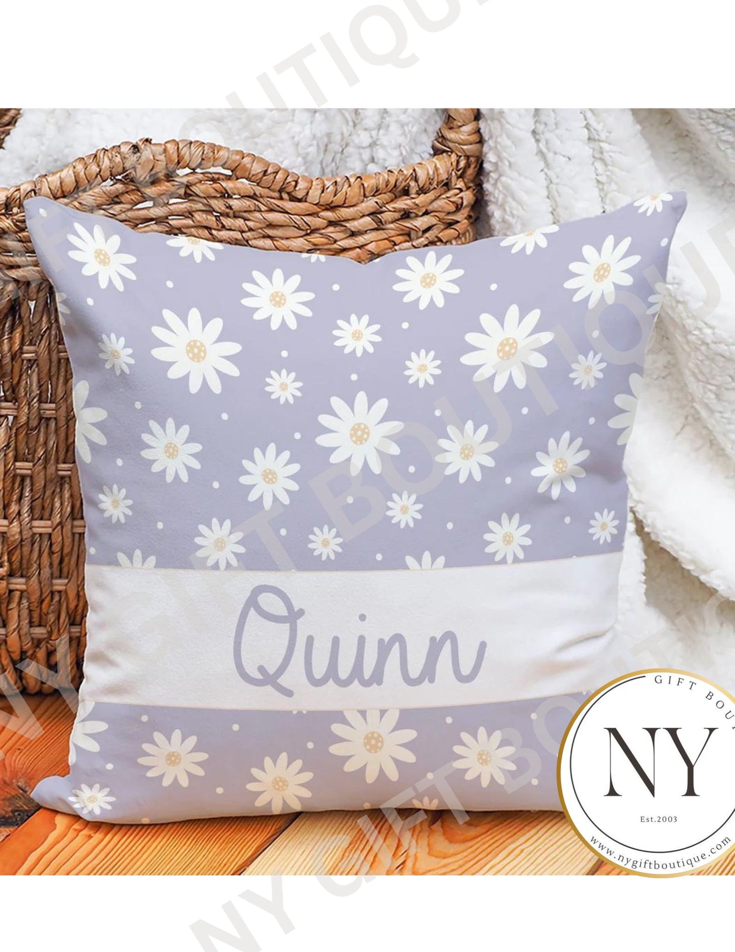 Loving Lavender Daisy Personalized Cuddle Pillow