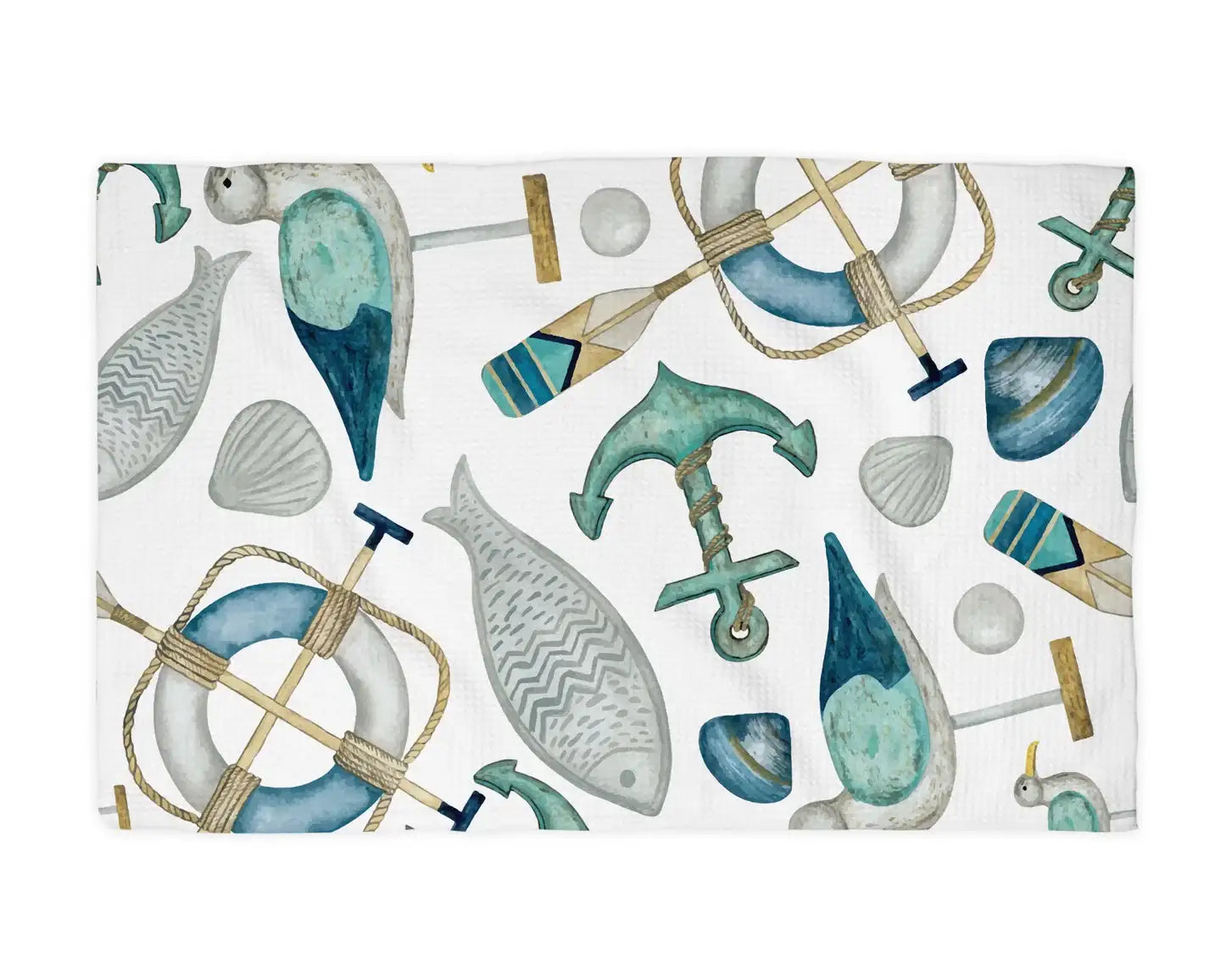 Nautical Anchor Kitchen Waffle Weave Towel - Thumbnail 3