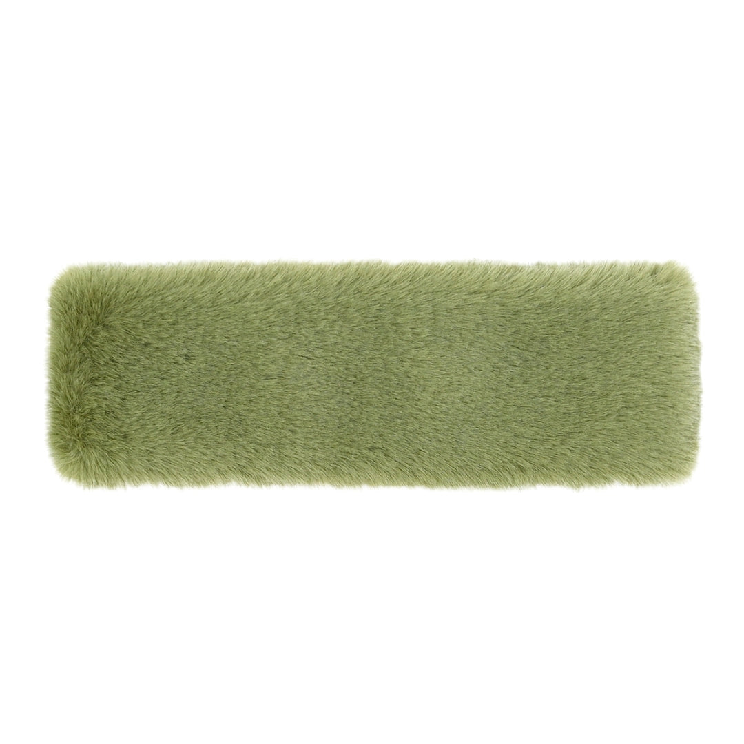 Green fluffy Faux Fur Headband on a white background