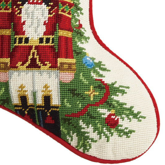Nutcracker Red Needlepoint Stocking