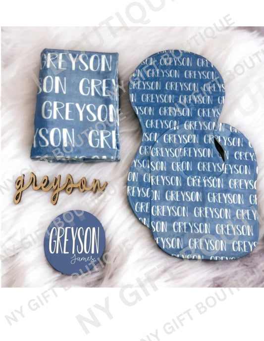 Standard Personalized Baby Blanket Gift Set
