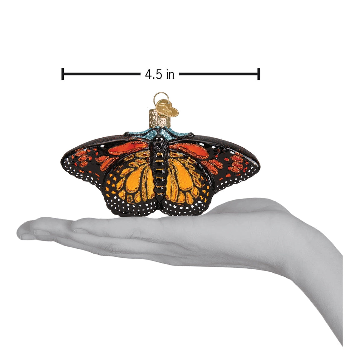 Monarch Butterfly Blown Glass Ornament
