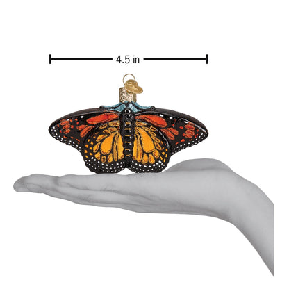 Monarch Butterfly Blown Glass Ornament