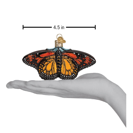 Monarch Butterfly Blown Glass Ornament