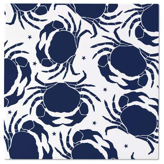 Navy Crabs 8" Square Ceramic Trivet