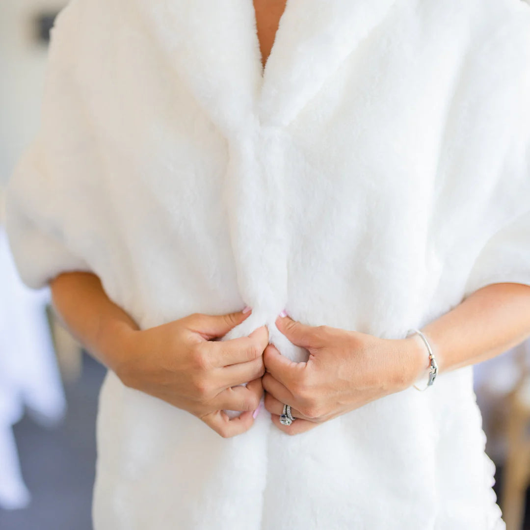 Wedding White Faux Fur Collins Capelet