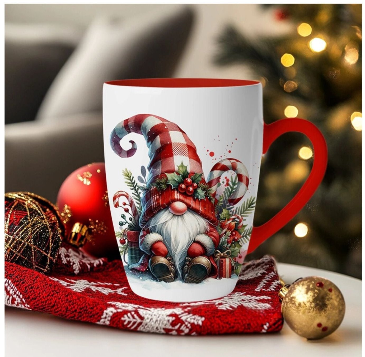 Holiday Gnome Set of 4 Ceramic Mug Set