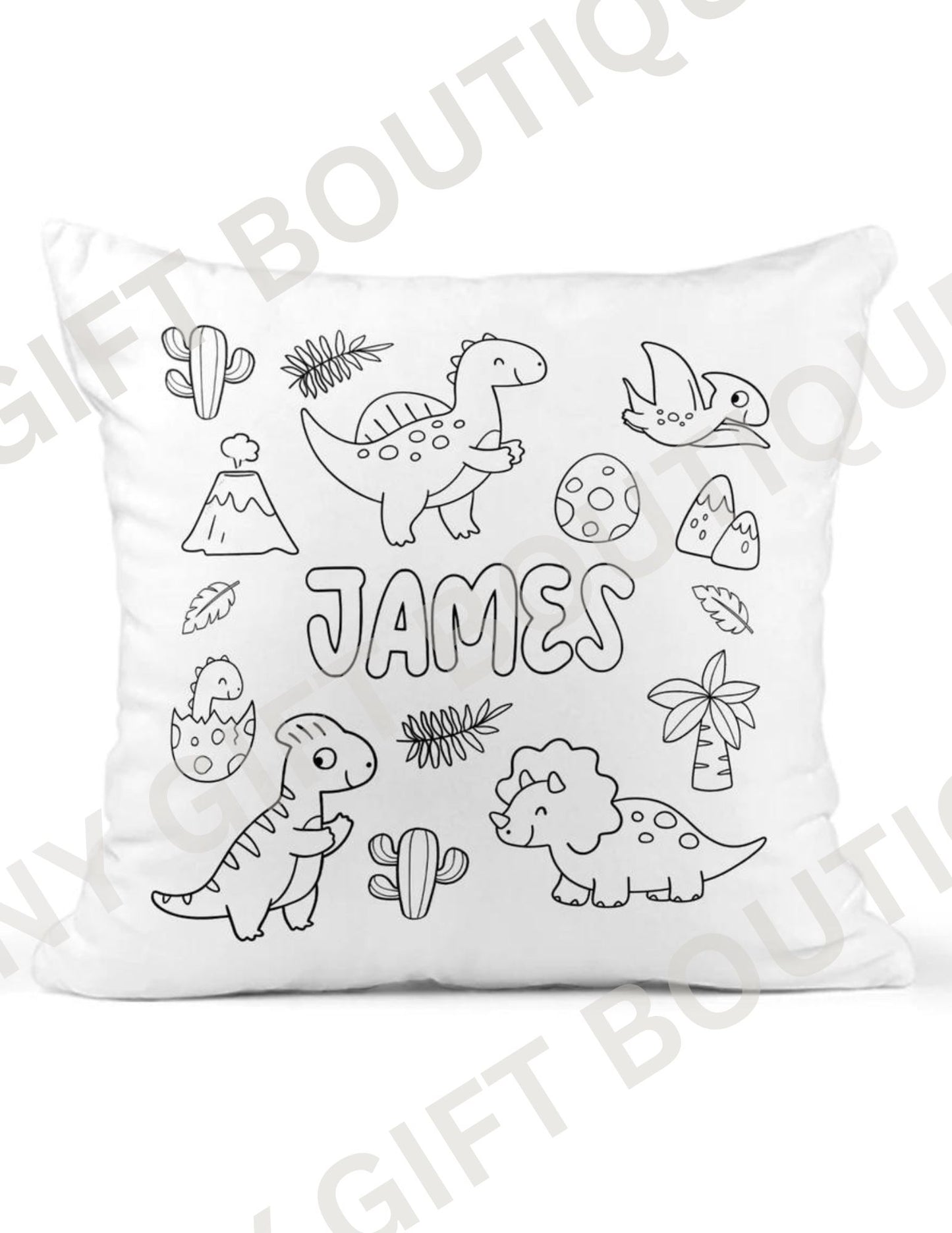 Dinosaur Color and Cuddle Personalized Snuggle Pillow