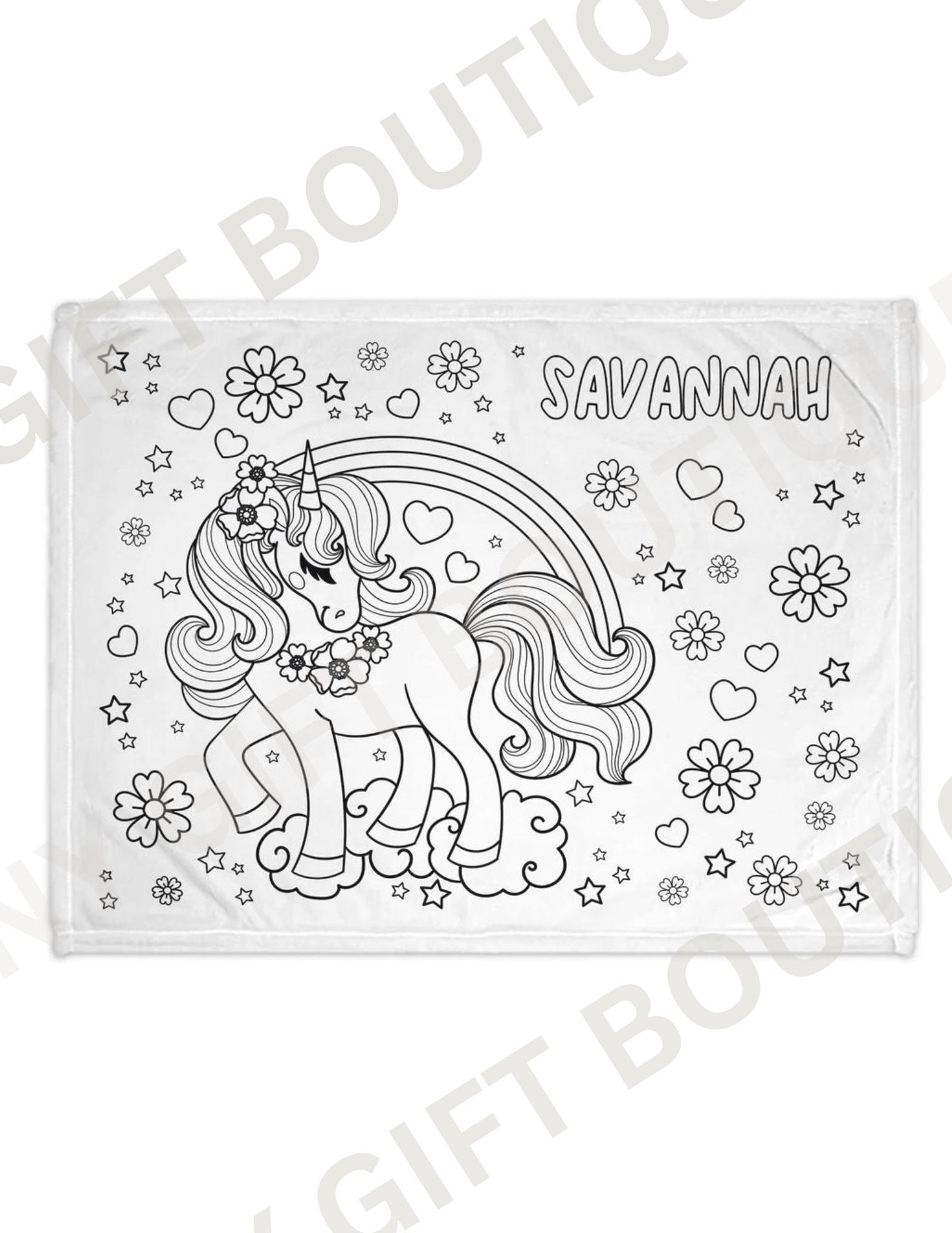 Unicorn Color and Cuddle Personalized Blanket
