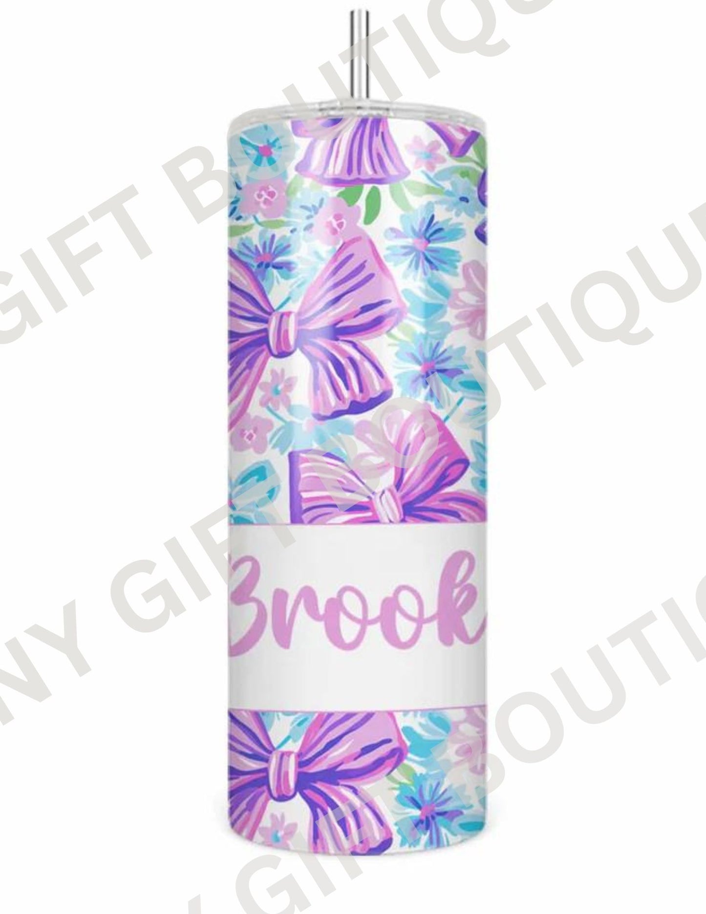 Purple Bow Personalized Tumbler