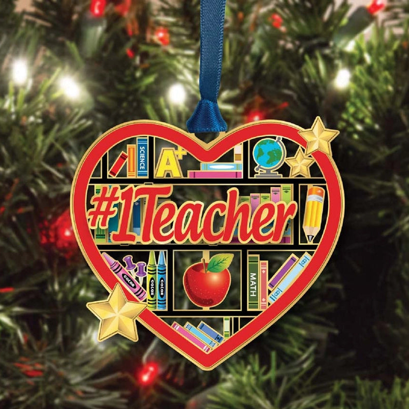 #1 Teacher Brass Ornament