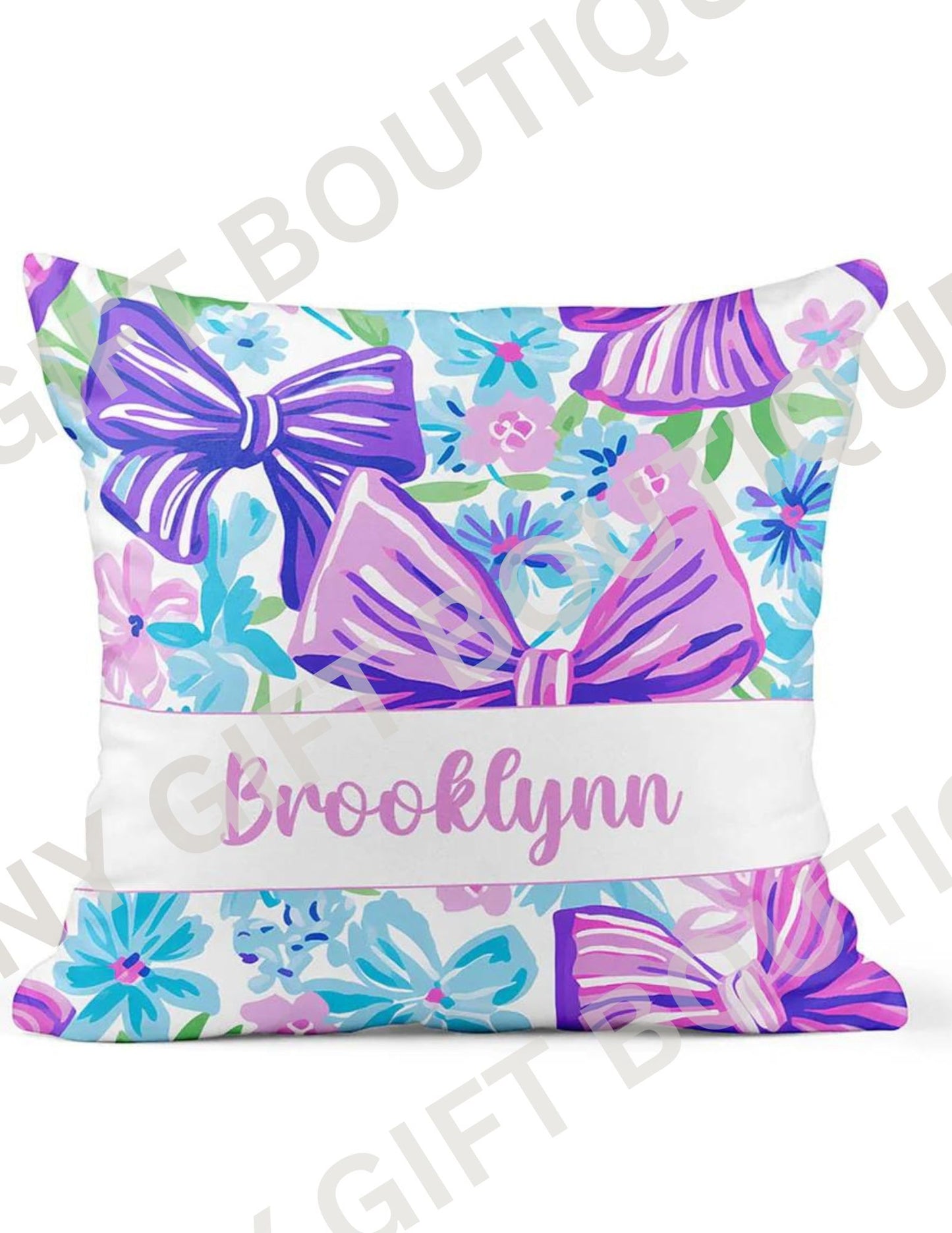 Purple Bow Personalized Snuggle Pillow