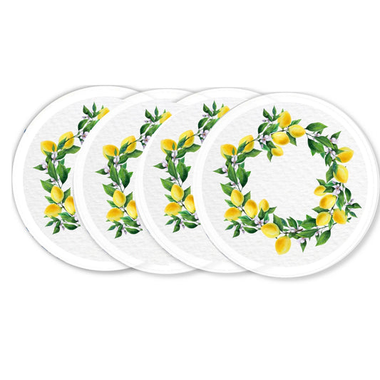 Lemon Wreath Acrylic Coaster Set of 4