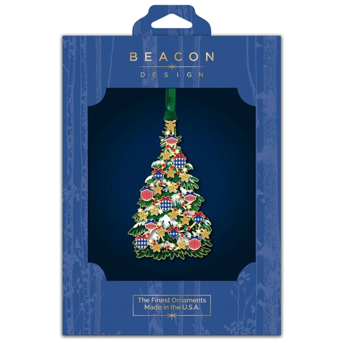 Classic Patriotic Tree Brass Ornament