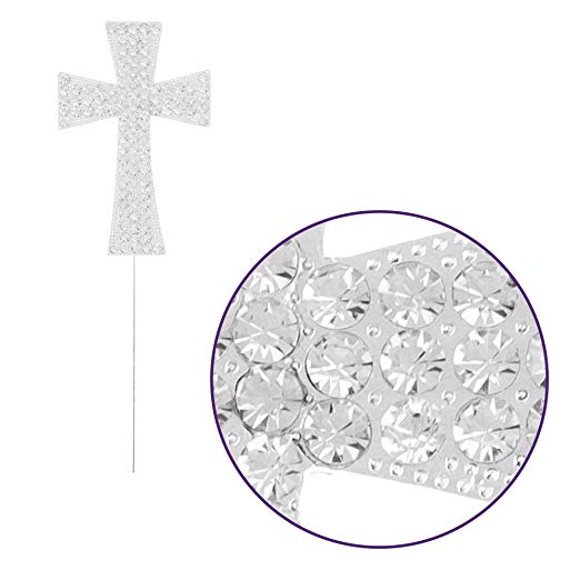 Silver Solid Crystal Cross Cake Topper
