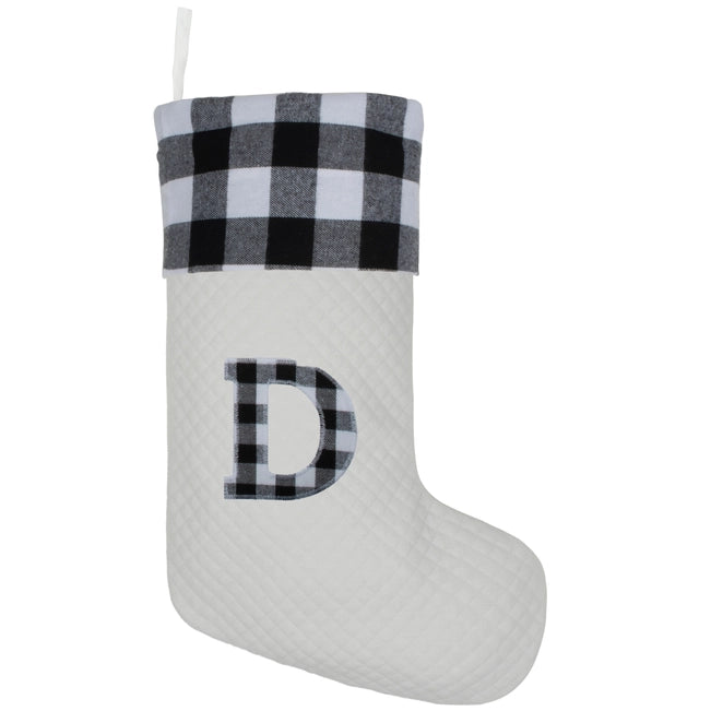 Black Plaid Monogram Christmas Stocking