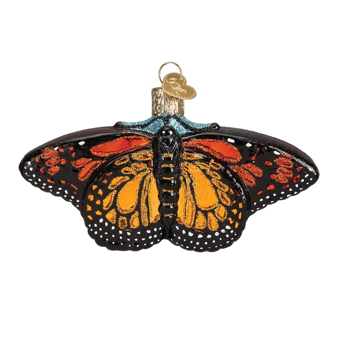 Monarch Butterfly Blown Glass Ornament