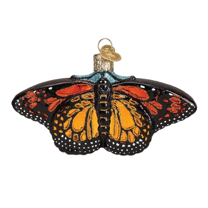 Monarch Butterfly Blown Glass Ornament