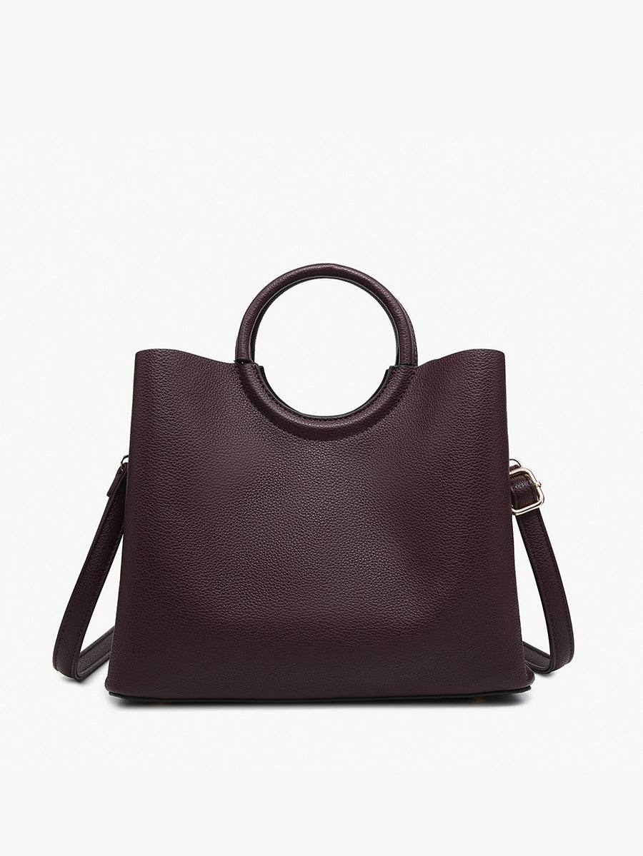 Helen Shaped Satchel w/ Round Handle & Long Strap