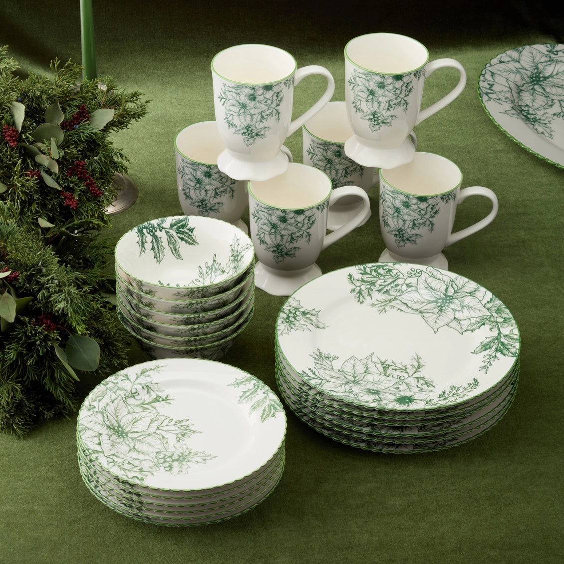 Winter Evergreen Dinner Plates Set of 6