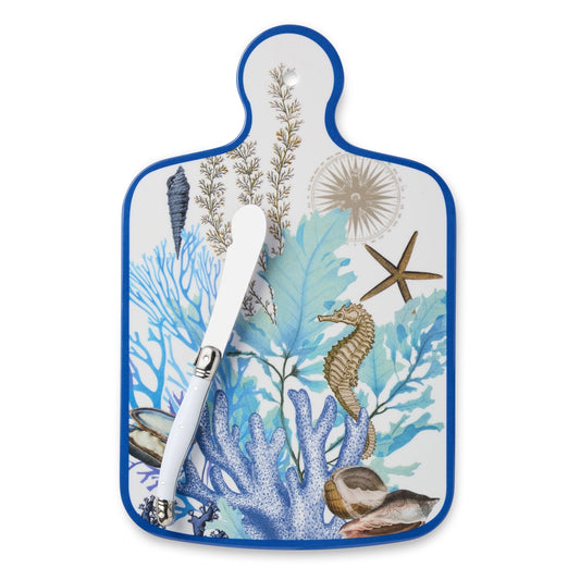 Blue Lagoon Cheese Board 13.25in X 8in with Knife